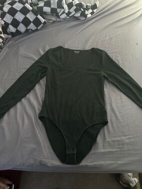 Old Navy Dark Olive Green Long Sleeve Scoop Neck Bodysuit